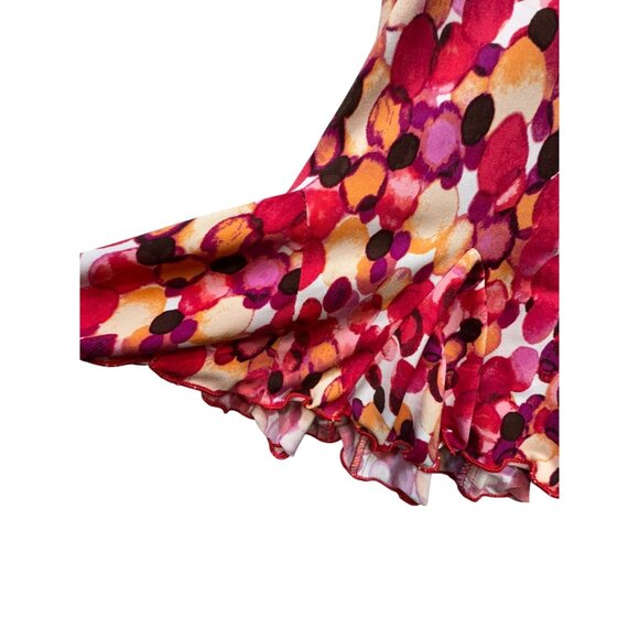 Glamour Womens A-Line Dress Size 6 Red PInk Spotted Design Bottom Ruffle - Picture 8 of 14